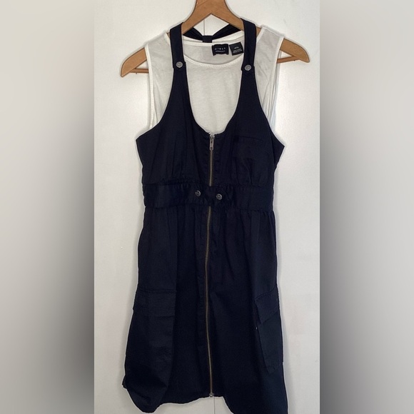 Splitz Black sturdy cotton zip up overall dress with pockets.small - Picture 6 of 14